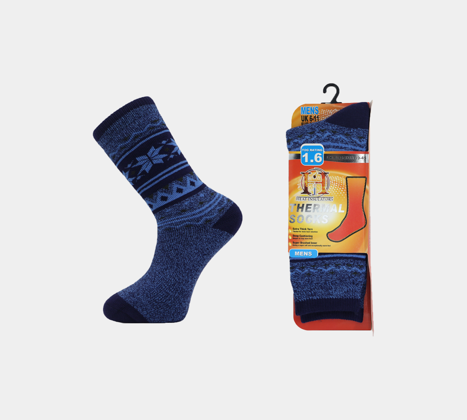 Mens Thermal 1 Pair New Merino Socks Grey Brown Blue Black