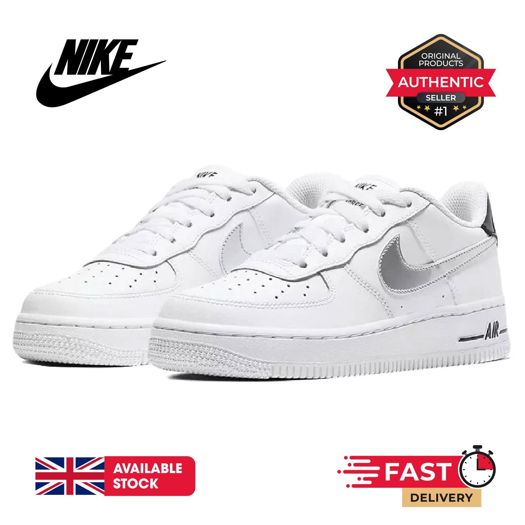 Nike Air Force 1 Low GS Trainers White UK 4-6