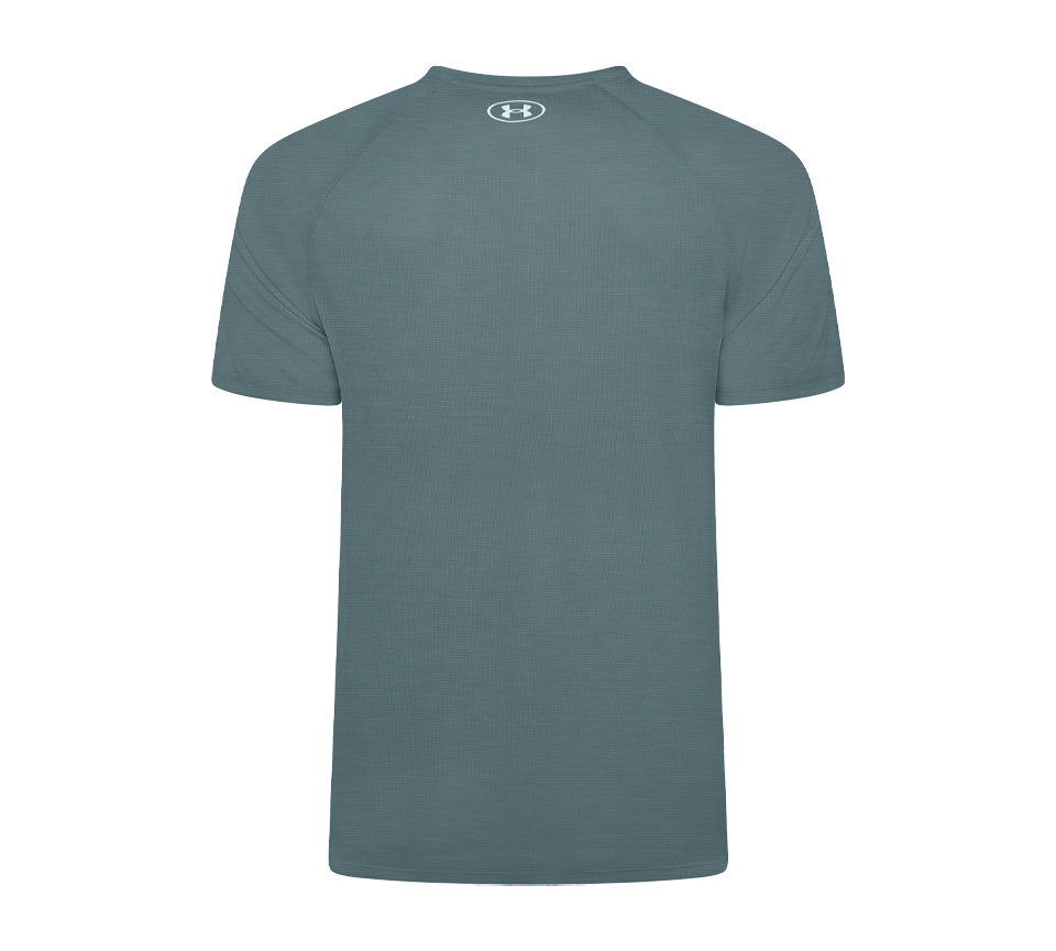 Under Armour Tech Textured Tee Mens Orange Base White Light Blue Blue White Short Sleeve T-Shirt UK S-2XL