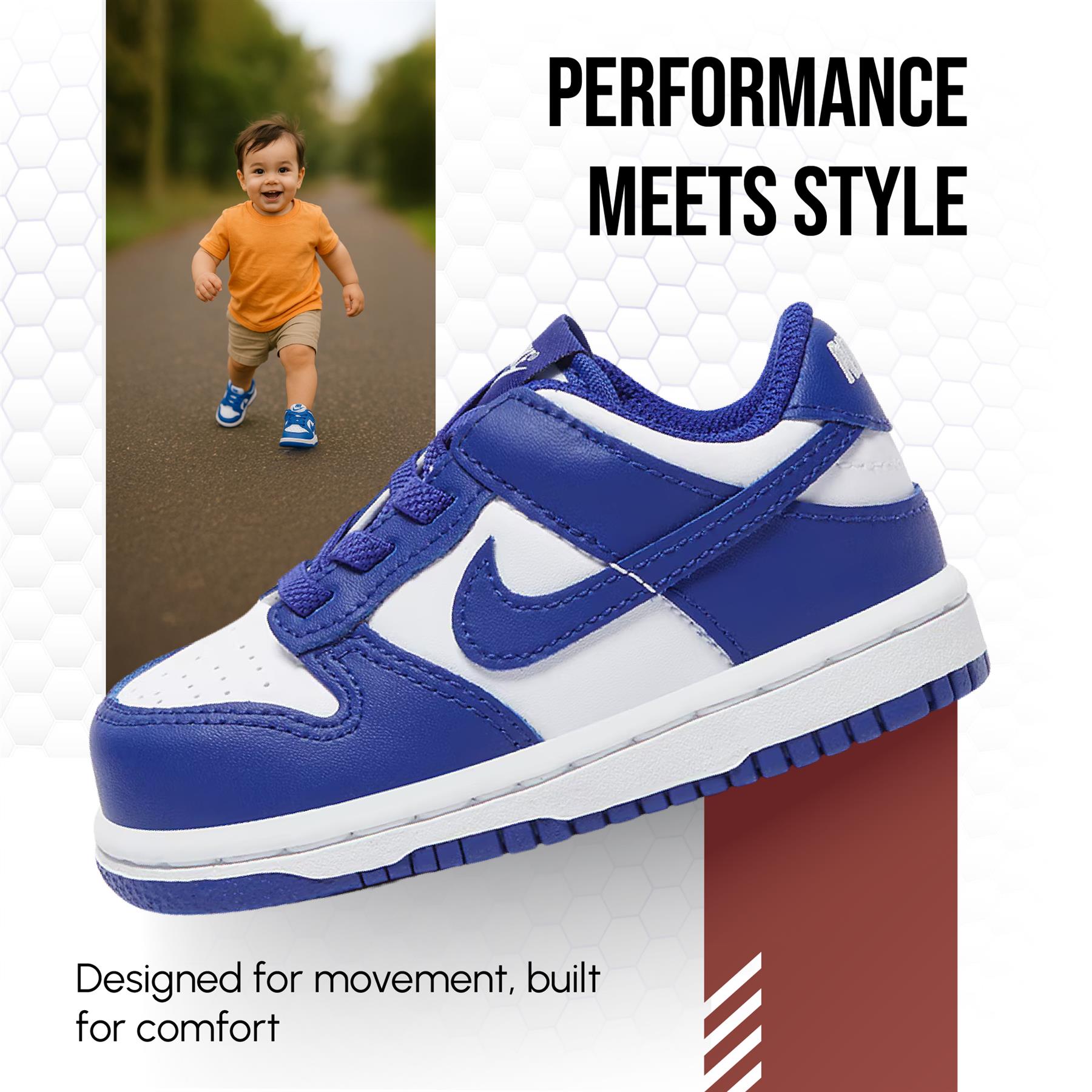Nike Dunk Low Trainers White/Hyper Royal UK 3.5C-UK 9.5C