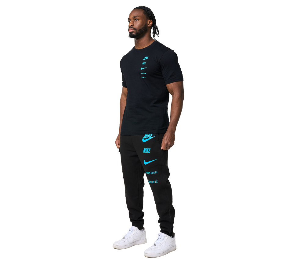 Nike Multi Logo Tee Mens White Grey Blue Short Sleeve Crew Neck T-Shirt UK S-2XL