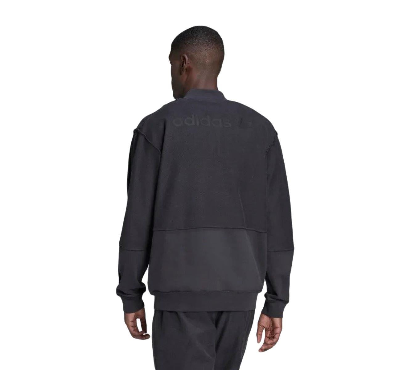 Adidas 100% Cotton Men's Loopback Quarter-Zip HP0417 Sweatshirt Carbon UK XS-L