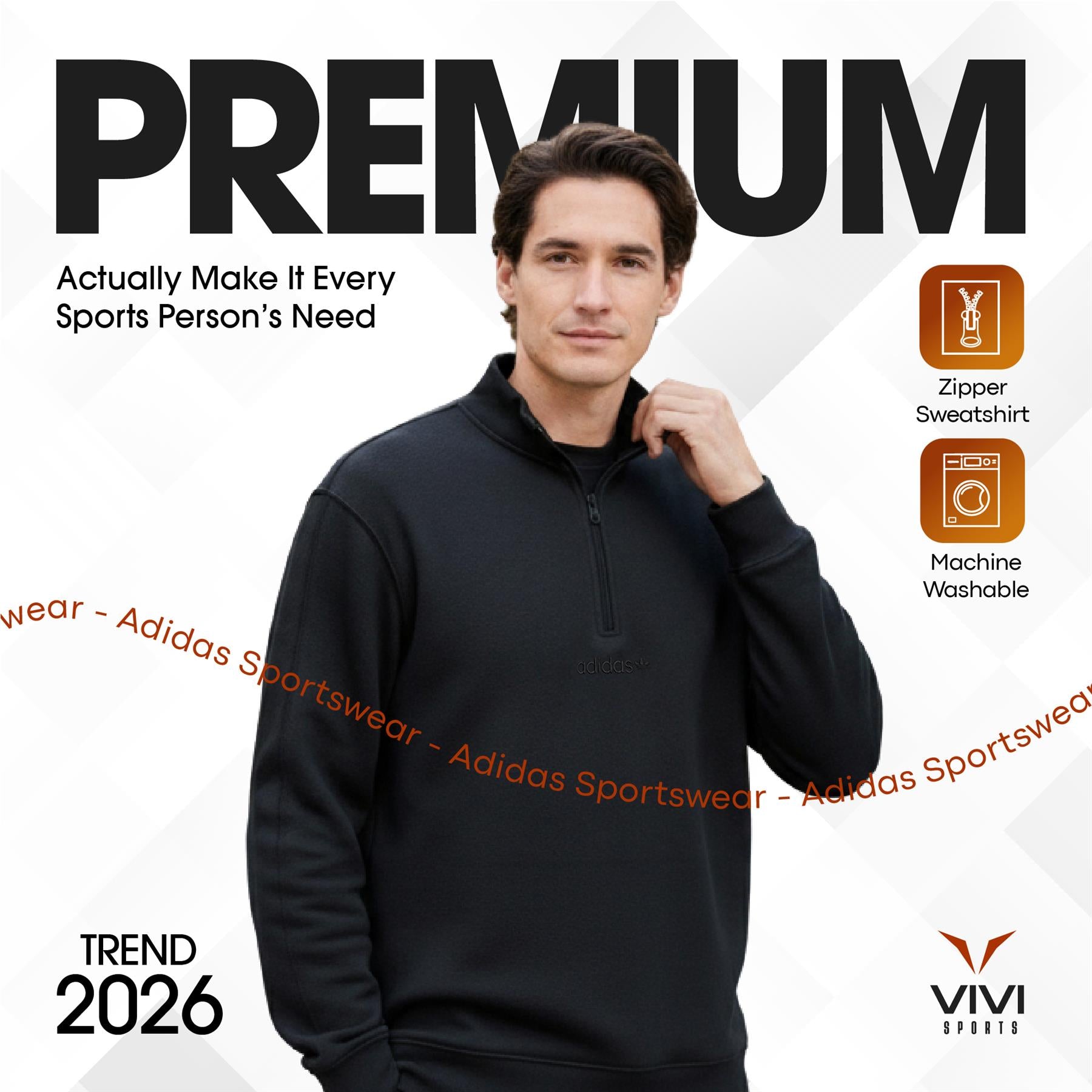 Adidas 100% Cotton Men's Loopback Quarter-Zip HP0417 Sweatshirt Carbon UK XS-L