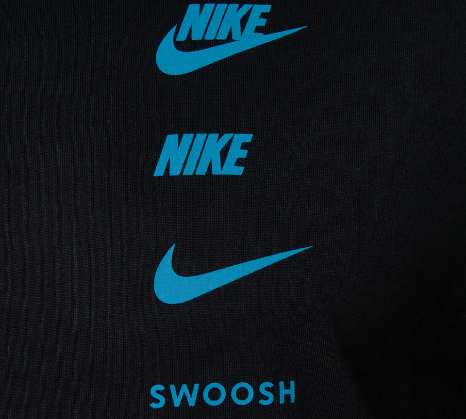 Nike Multi Logo Tee Mens White Grey Blue Short Sleeve Crew Neck T-Shirt UK S-2XL