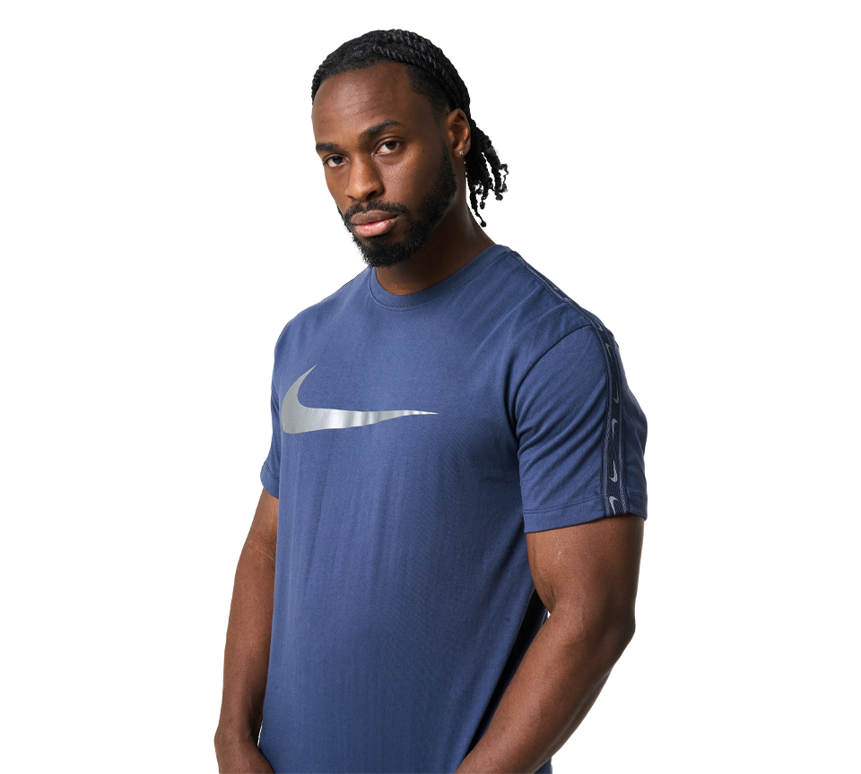 Nike Repeat Tee Mens Blue Reflect Silver Short Sleeve Crew Neck T-Shirt UK S-XL