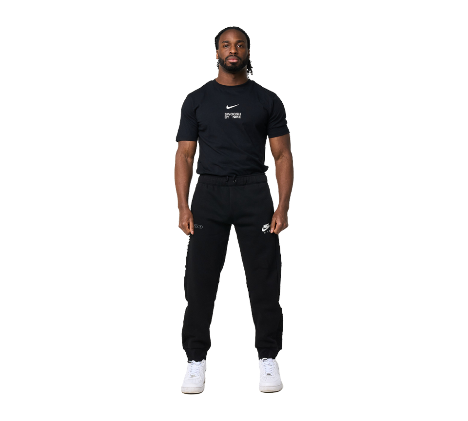 Nike Big Swoosh Tee Mens Black and White Short Sleeve Crew Neck T-Shirt UK S-2XL