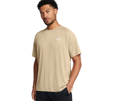 Under Armour Mens Tech Textured Tee Khaki White UK S-2XL