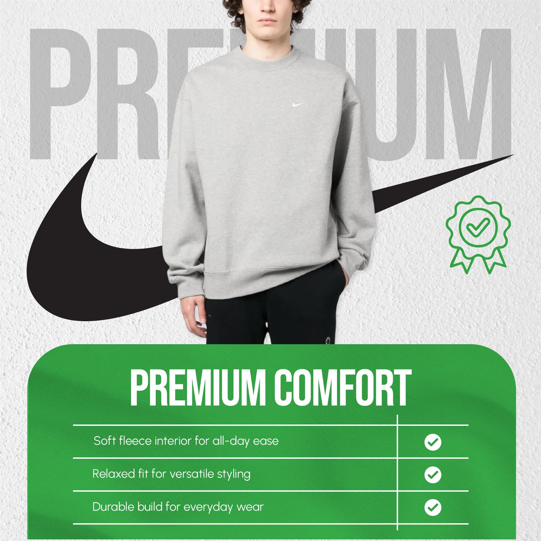 Nike Solo Swoosh Fleece Crew Sweatshirt UK XS-3XL