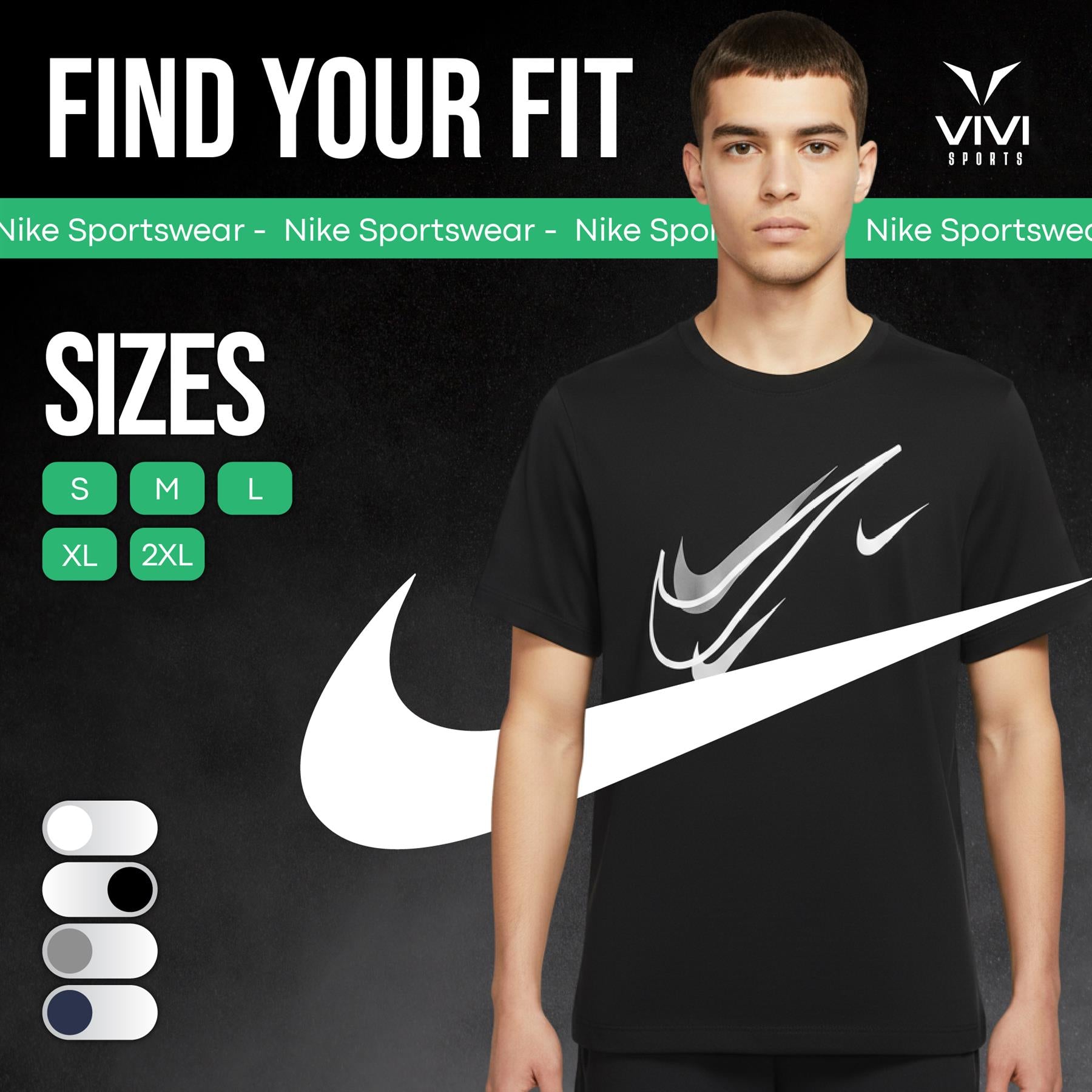 Nike Sportswear Short Sleeve Swoosh Logo T-Shirt Mens White Black Grey Navy Casual UK S-2XL