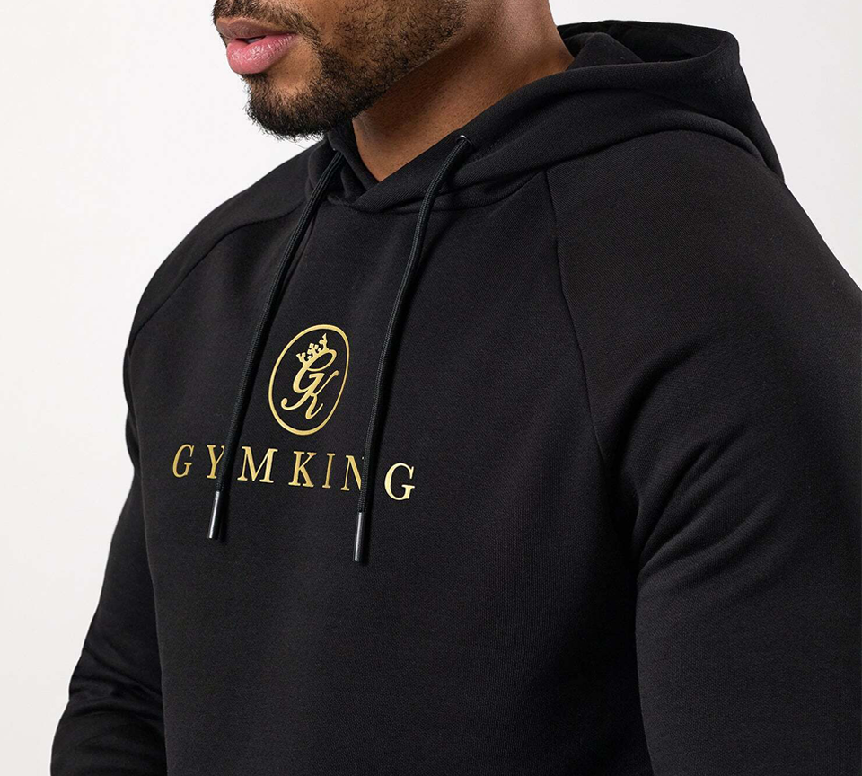 Gym King Pro Hoodie Black Gold UK S-M