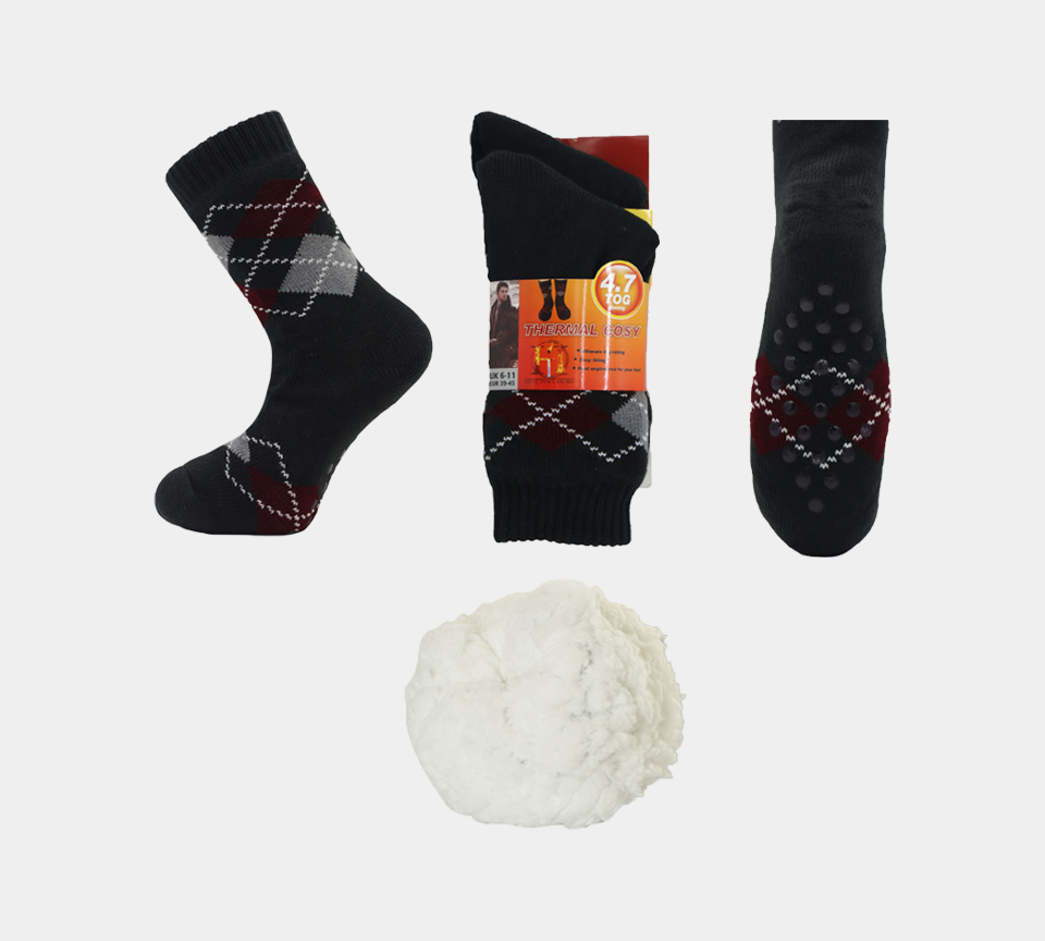 Mens 4.7 TOG Thermal Fleece Sherpa Lining Socks Multi Colour Options UK 6-11