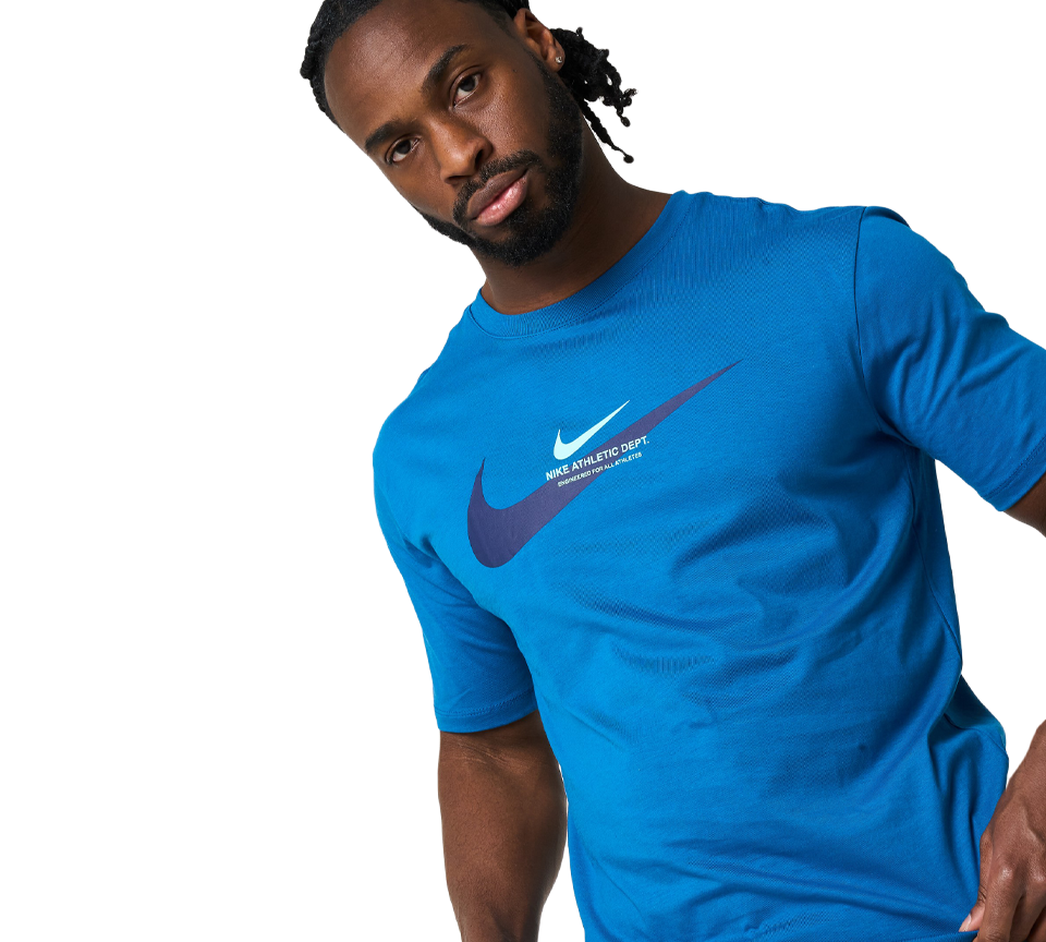 Nike Athletic Dept Tee Mens Black and Blue Short Sleeve Crew Neck T-Shirt UK S-XL