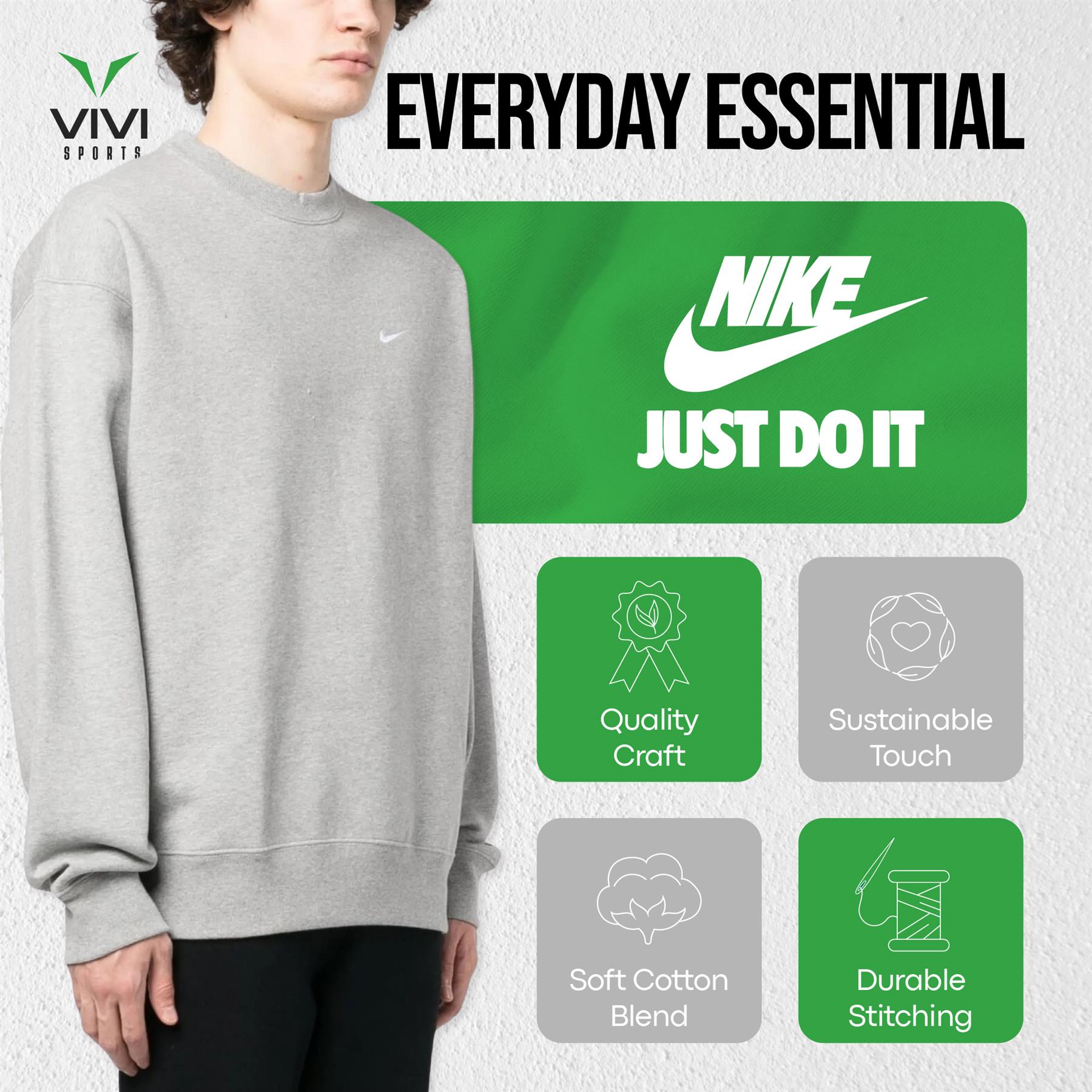 Nike Solo Swoosh Fleece Crew Sweatshirt UK XS-3XL