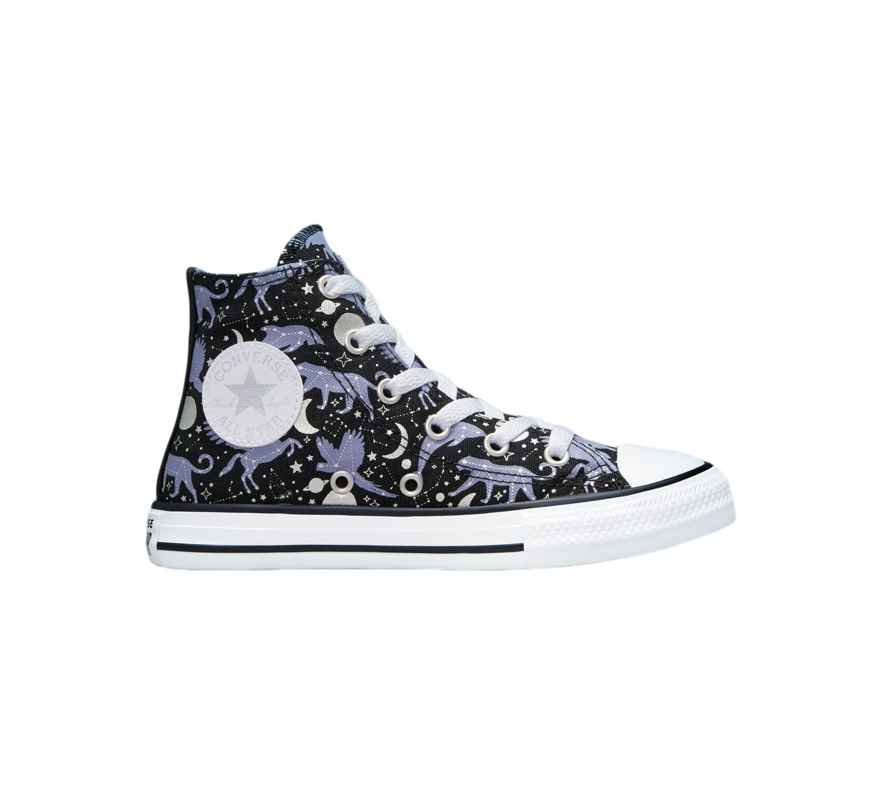 Converse Constellations Chuck Taylor Junior All Star Shoes Black/Slate/Lilac UK 10-13/1-5.5