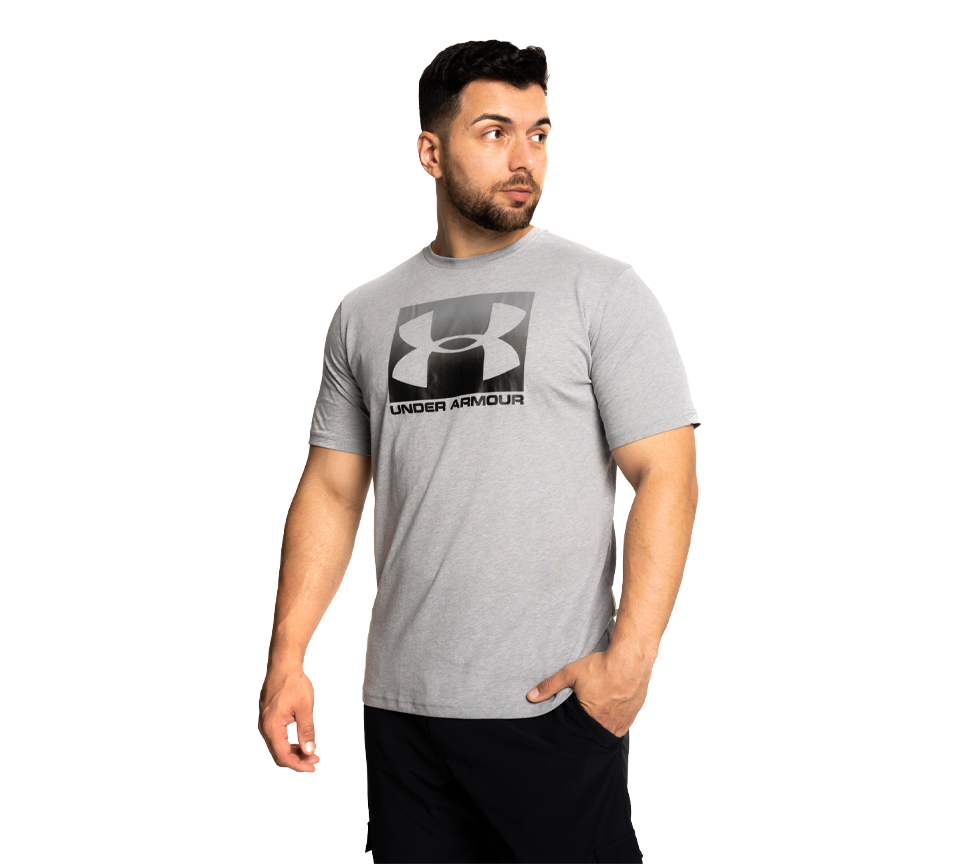 Under Armour Boxed Sportstyle Tee Mens Crew Neck T-Shirt Royal Graphite and Steel Light Heather Graphite UK S-3XL