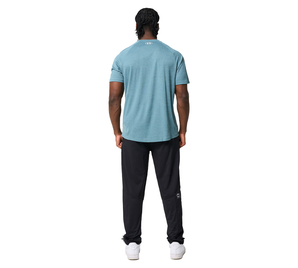 Under Armour Tech Textured Tee Mens Orange Base White Light Blue Blue White Short Sleeve T-Shirt UK S-2XL
