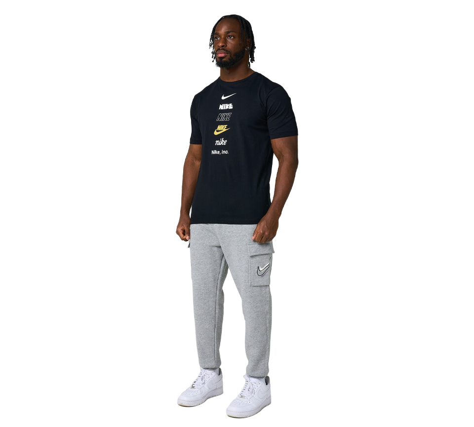 Nike Stack Logo Tee Mens Black and White Short Sleeve Crew Neck T-Shirt UK S-2XL