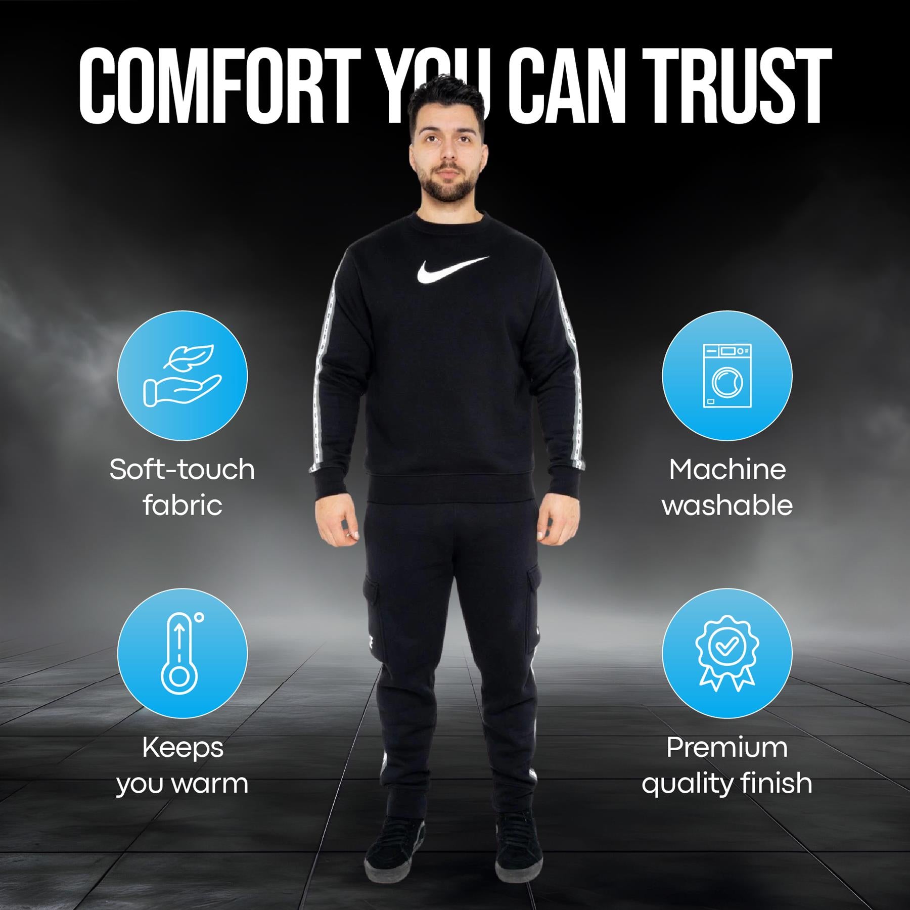 Nike Repeat Sweatshirt Black UK S-XL