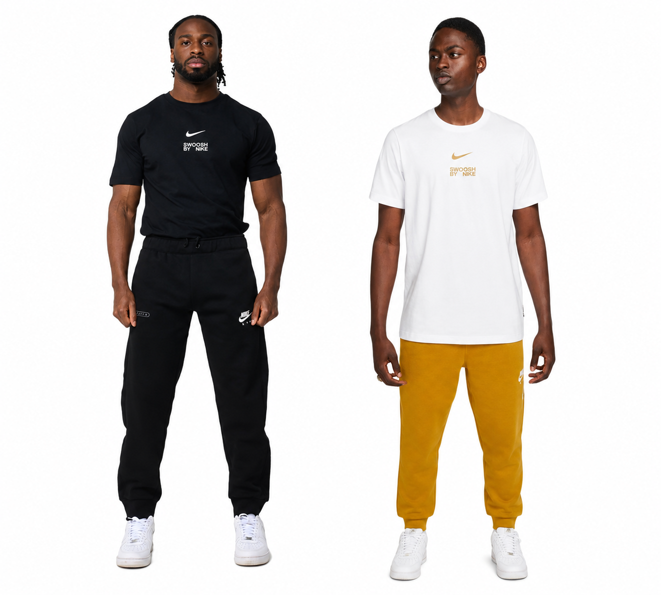 Nike Big Swoosh Tee Mens Black and White Short Sleeve Crew Neck T-Shirt UK S-2XL