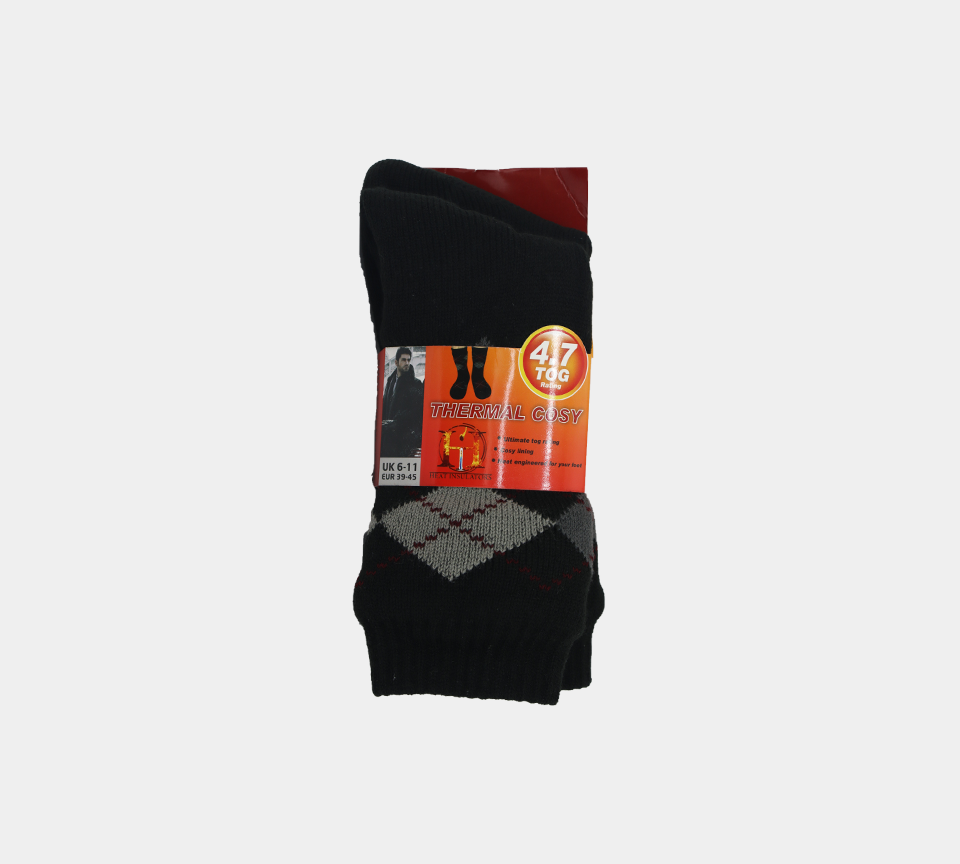 Mens 4.7 TOG Thermal Fleece Sherpa Lining Socks Multi Colour Options UK 6-11