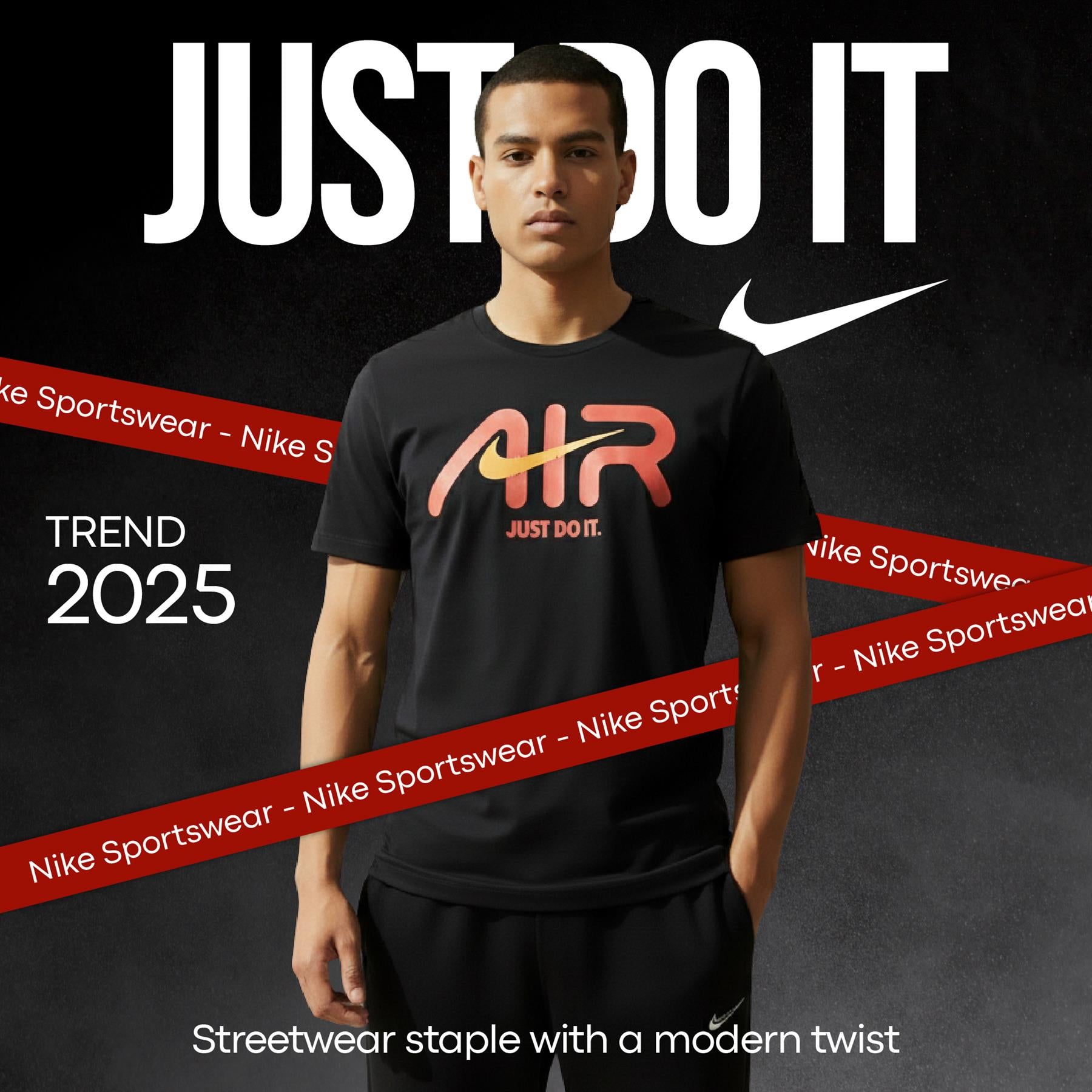Nike Air Swoosh T Shirt Mens Casual Black and White Crew Neck Short Sleeve Tee UK S-2XL
