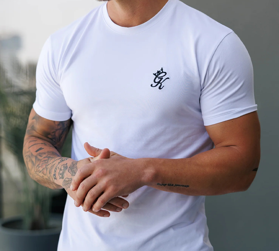 Gym King Fundamental T-Shirt Mens Casual Gym Jersey Tee Black and White UK XS-2XL