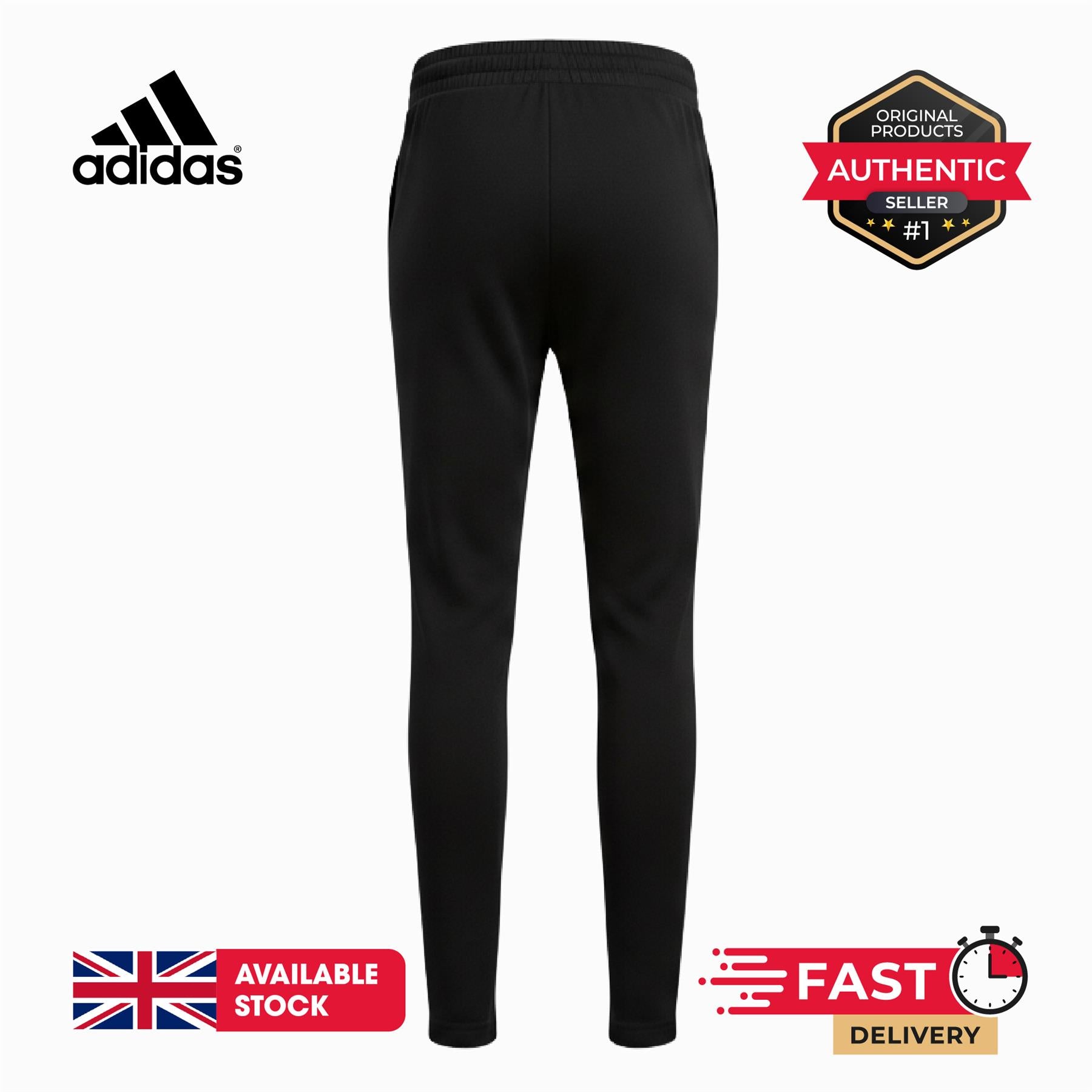 Adidas Essentials French Terry Mens Tapered Elastic Cuff Logo Joggers Black UK M-XL