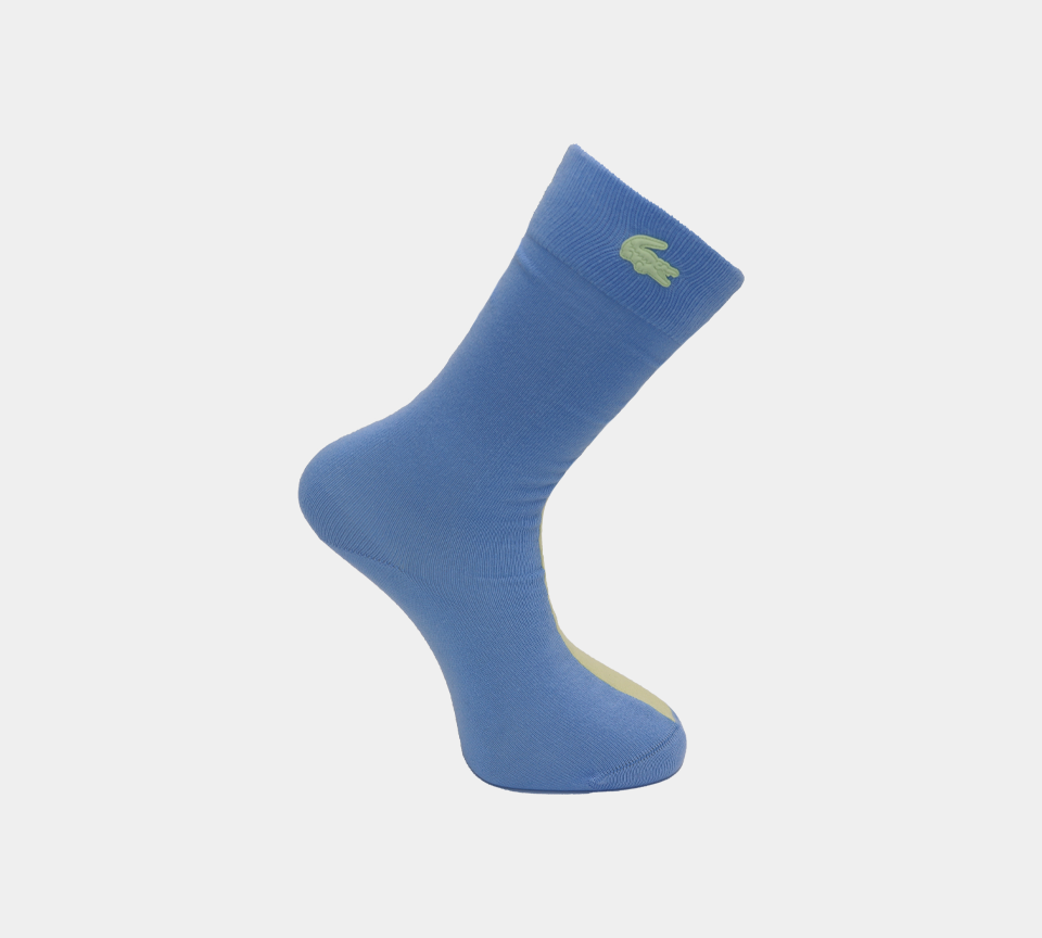 Lacoste Mens 1Pair Cotton Blend Socks Yellow/Blue UK 3.5-11