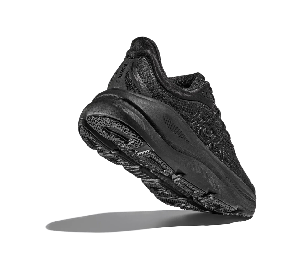 Hoka Bondi 9 Trainers Mens Cushioned Running Shoes Black White UK 7-12