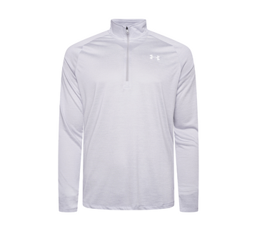 UNDER ARMOUR TECH 1/2 ZIP LONG SLEEVE T-SHIRT Halo Gray/White UK S-XL