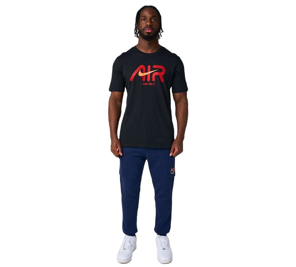 Nike Air Swoosh T Shirt Mens Casual Black and White Crew Neck Short Sleeve Tee UK S-2XL