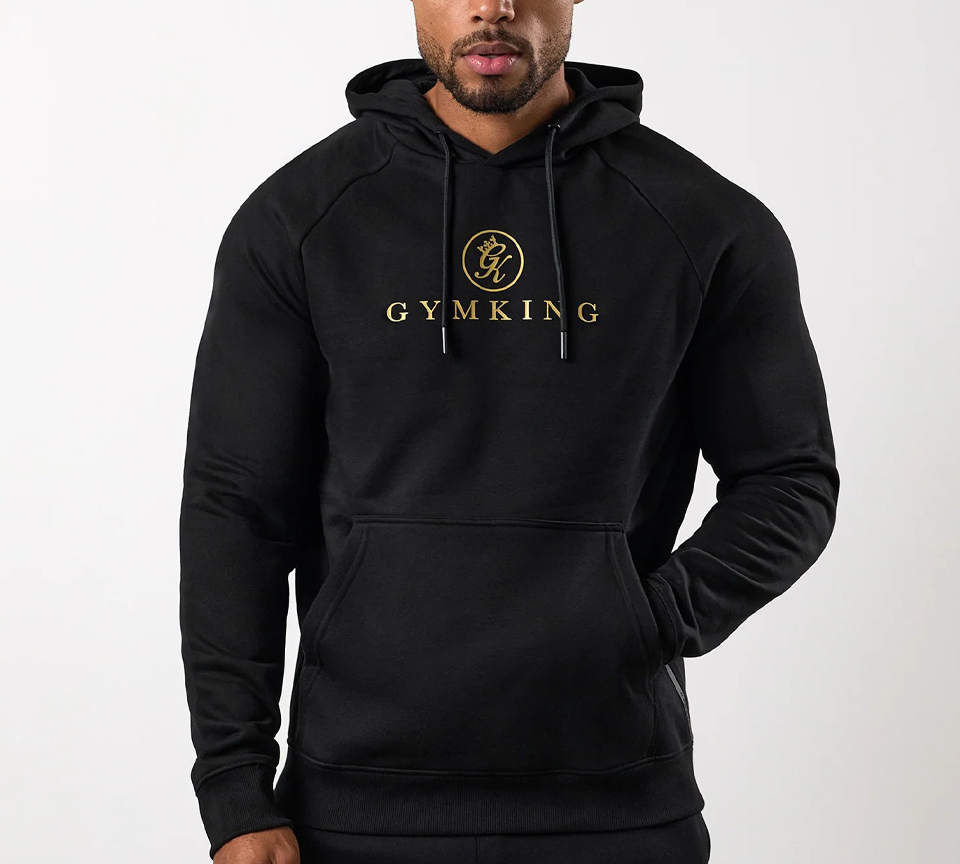 Gym King Pro Hoodie Black Gold UK S-M