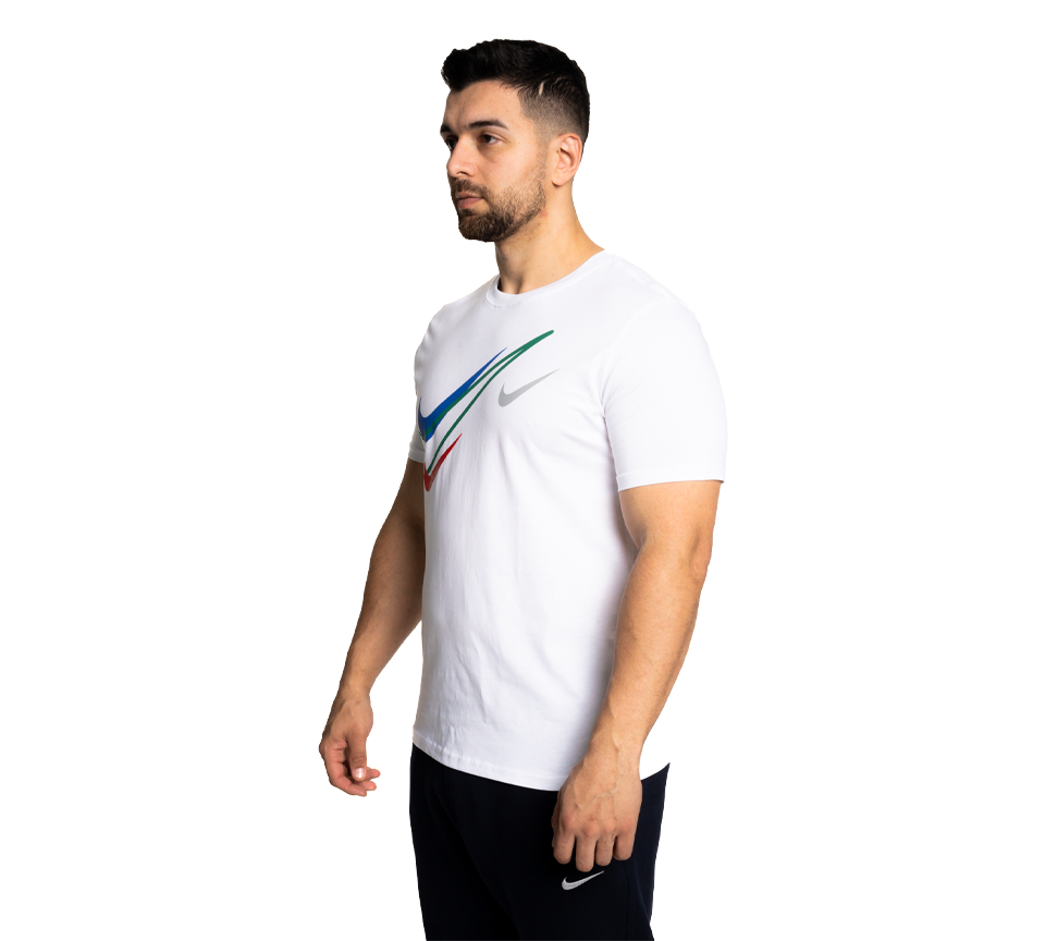 Nike Sportswear Short Sleeve Swoosh Logo T-Shirt Mens White Black Grey Navy Casual UK S-2XL