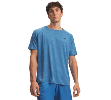 UA Tech™ Textured Blue Short Sleeve Tee Agean Blue Black UK S-2XL