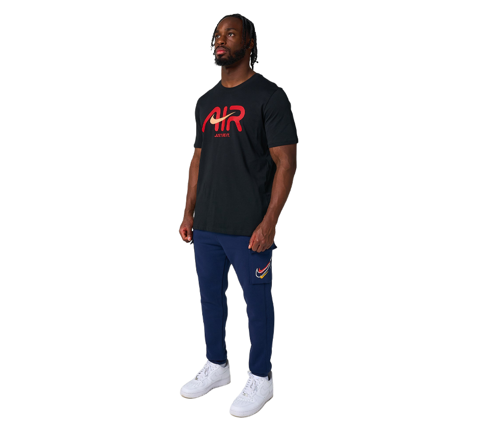 Nike Air Swoosh T Shirt Mens Casual Black and White Crew Neck Short Sleeve Tee UK S-2XL