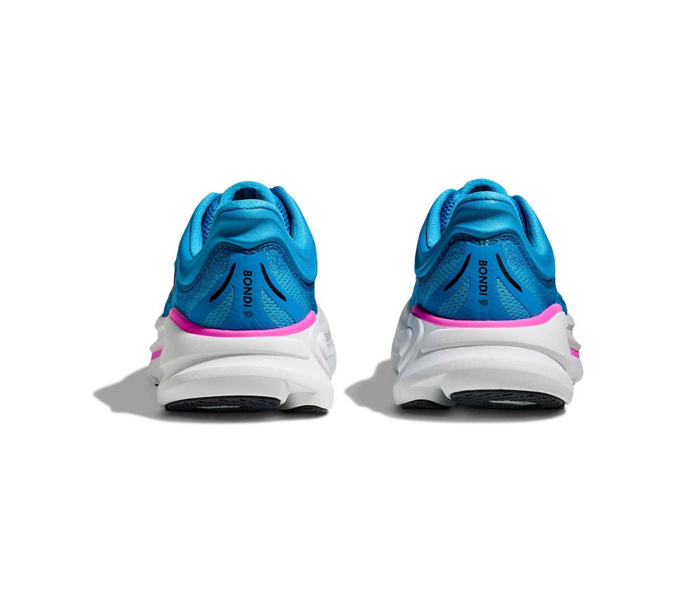 Hoka Womens Bondi 9 Skyward Blue/Neon fuchsia & Truffle Salt/Sea Glass Trainers Shoes UK 4-8