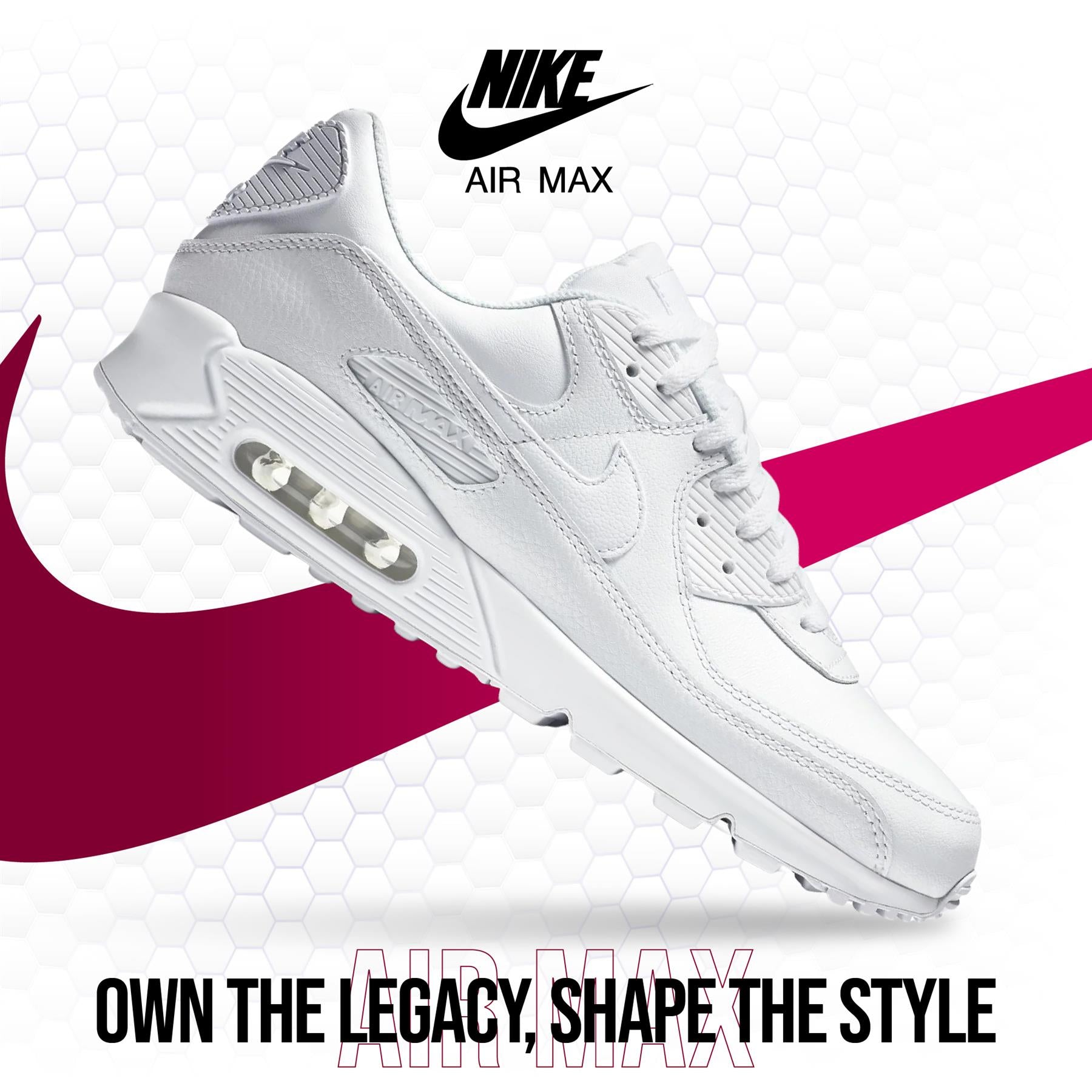 Nike Air Max 90 LTR Trainers White Leather Shoes UK 6-12