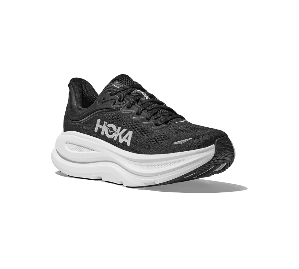 Hoka Bondi 9 Trainers Mens Black/White Cushioned Shoes UK 7-12
