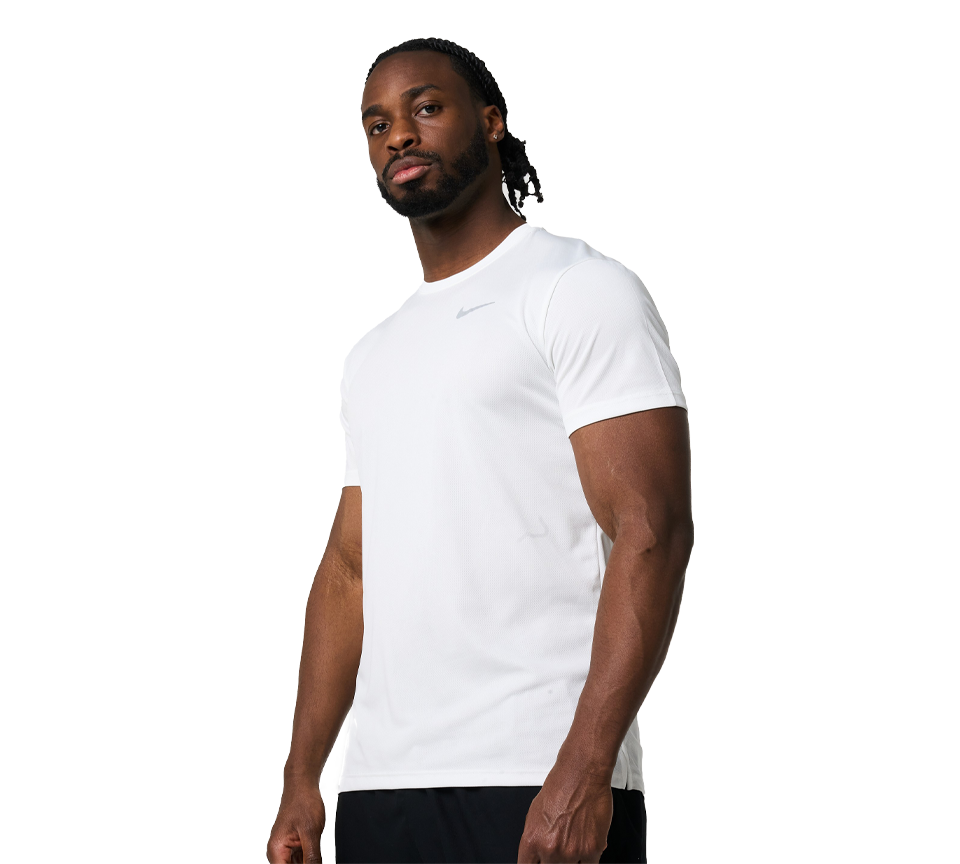Nike Miler Running T-Shirt Mens White Dri-FIT Short Sleeve Training Tee UK S-2XL