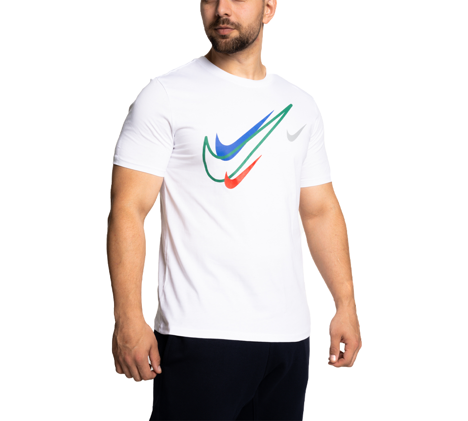 Nike Sportswear Short Sleeve Swoosh Logo T-Shirt Mens White Black Grey Navy Casual UK S-2XL