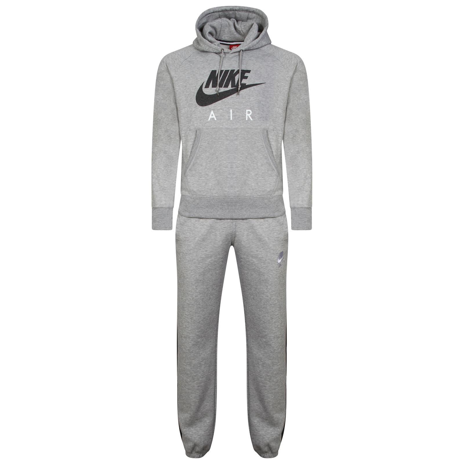 Nike Air Grey Mens Fleece Tracksuit Hoodie Jogger Set S-2XL