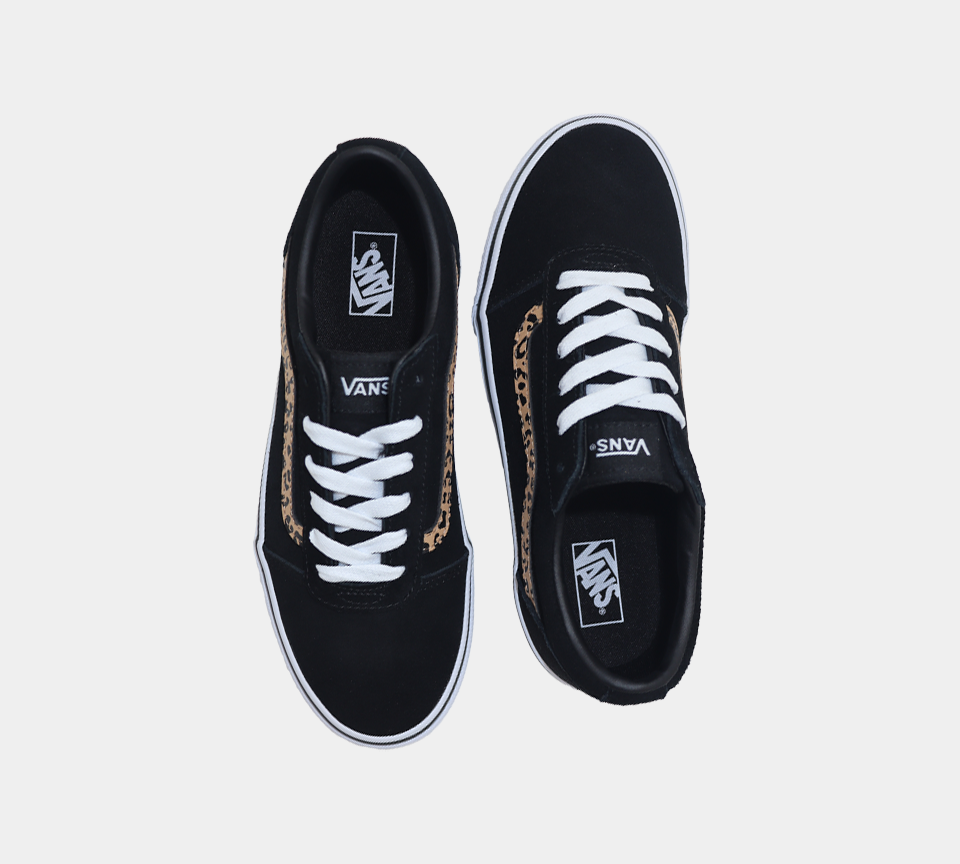 Vans Ward Suede Kids Girls Shoes Black/Cheetah UK 10-13/1-5