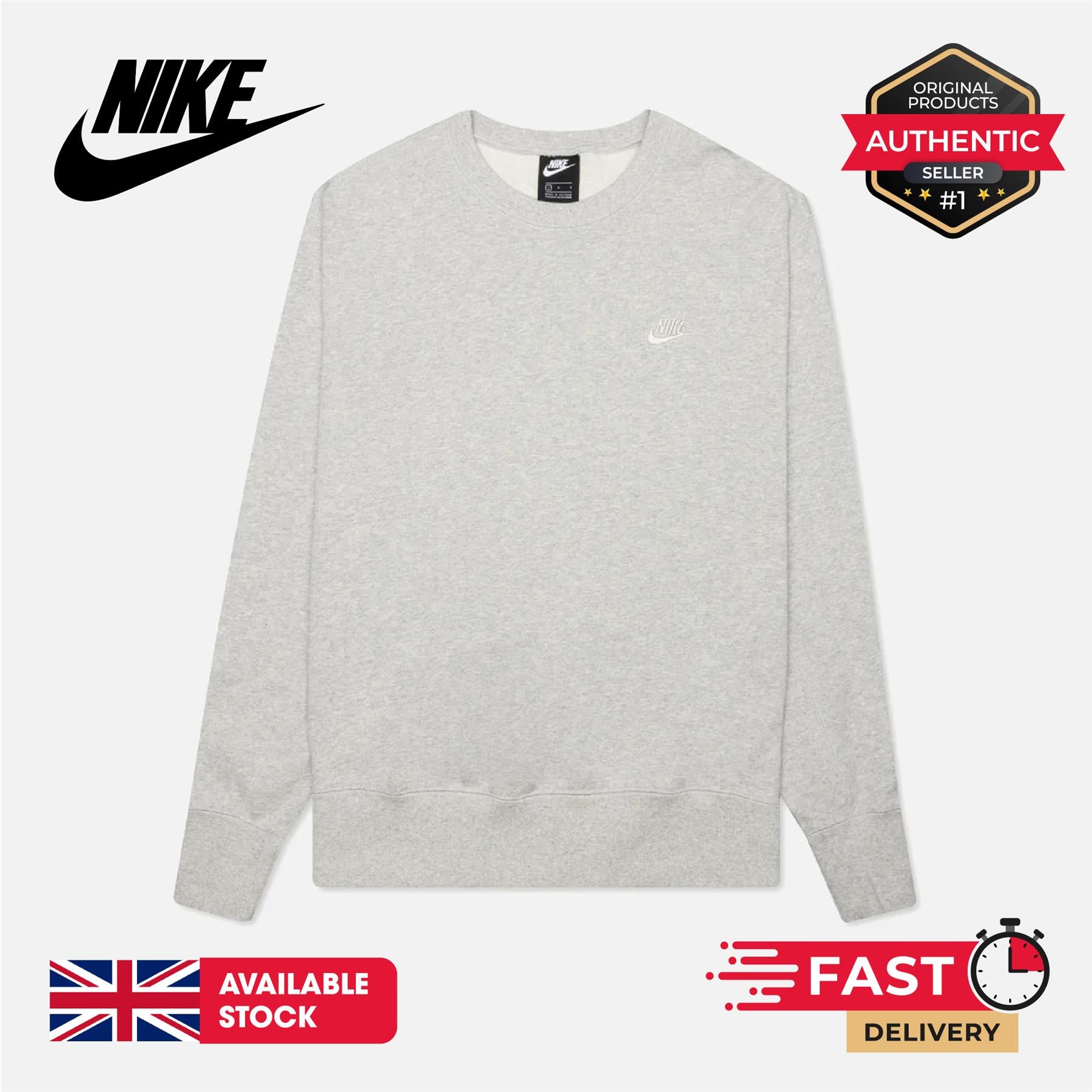 Nike Solo Swoosh Fleece Crew Sweatshirt UK XS-3XL