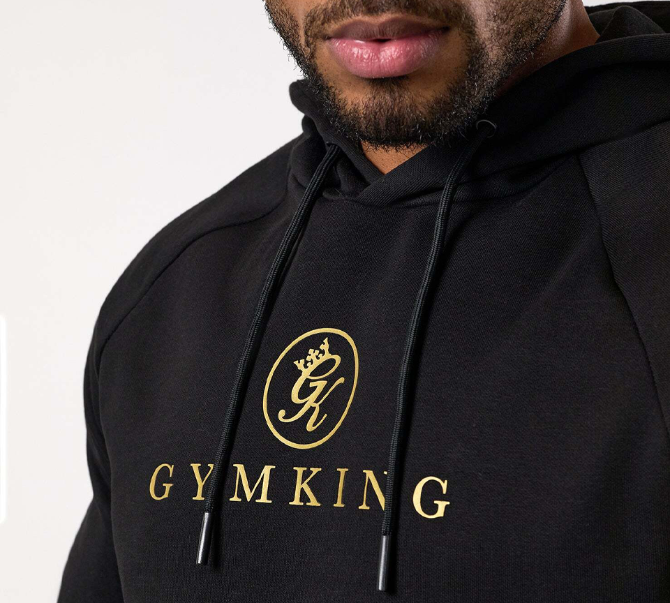 Gym King Pro Hoodie Black Gold UK S-M