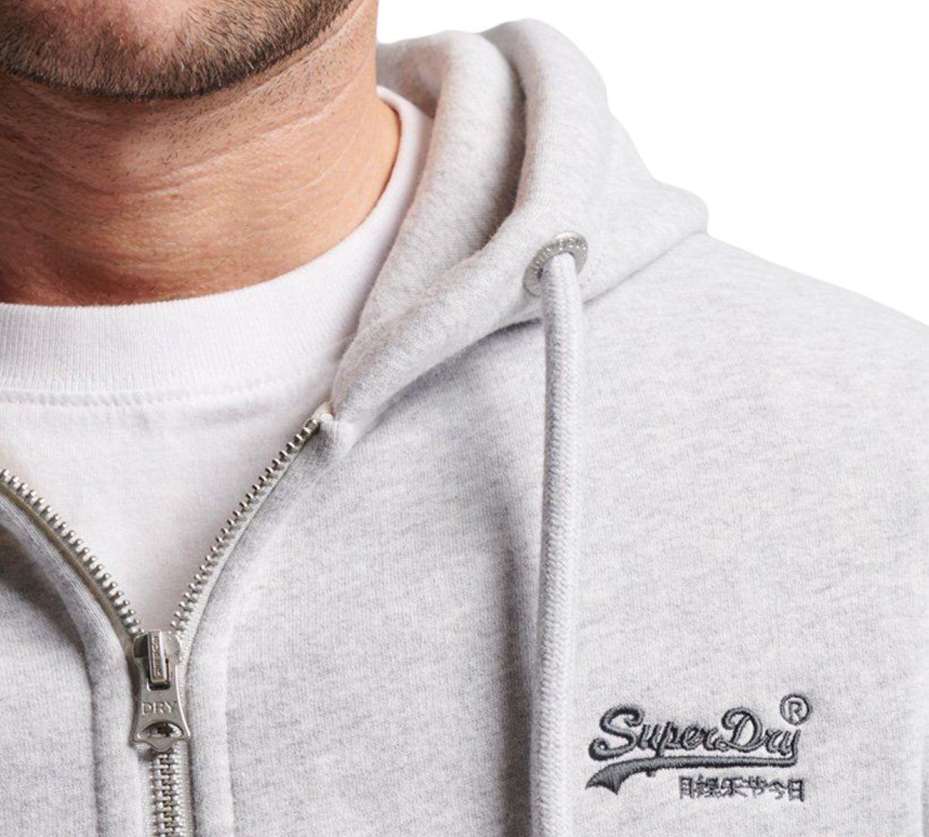 Superdry Mens Vintage Embroidered Logo Zip Hoodie Grey UK S-2XL