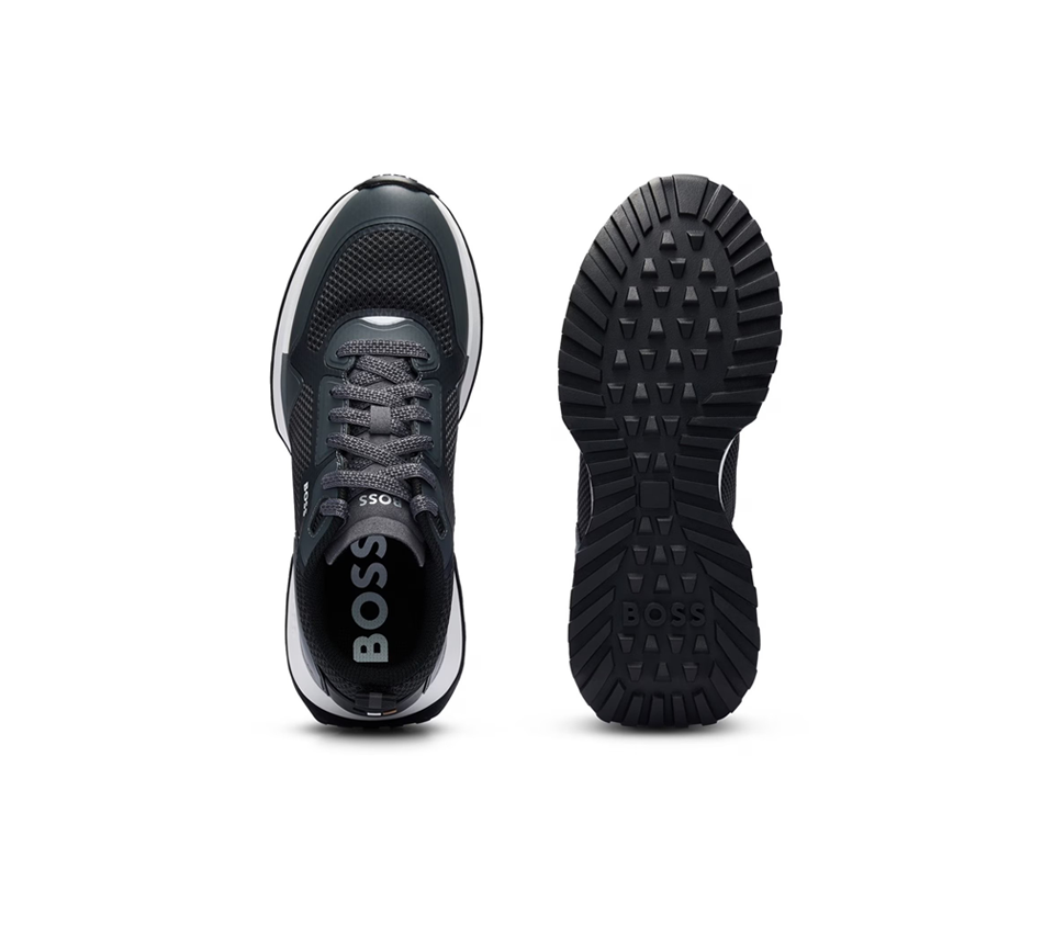 Hugo Boss Jonah Runn Meth Mens Trainers Grey Black Casual Sneakers UK 7-12