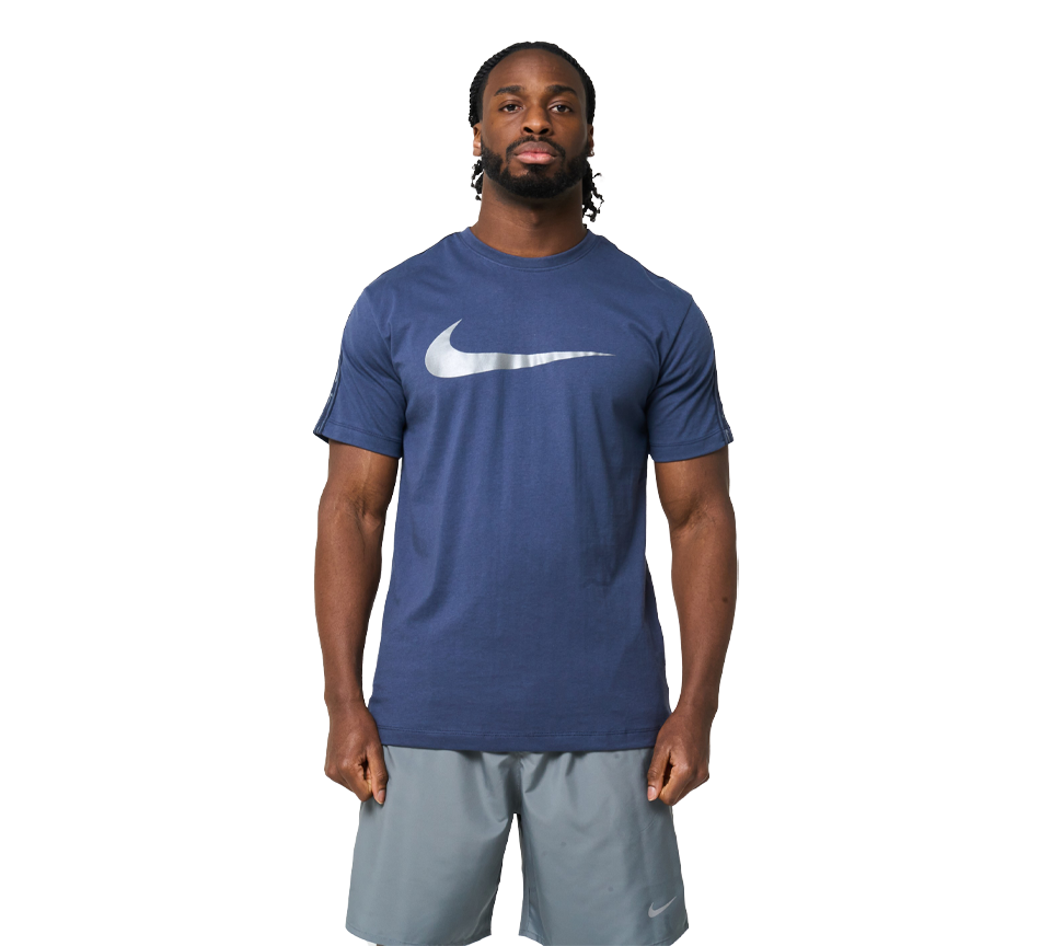 Nike Repeat Tee Mens Blue Reflect Silver Short Sleeve Crew Neck T-Shirt UK S-XL