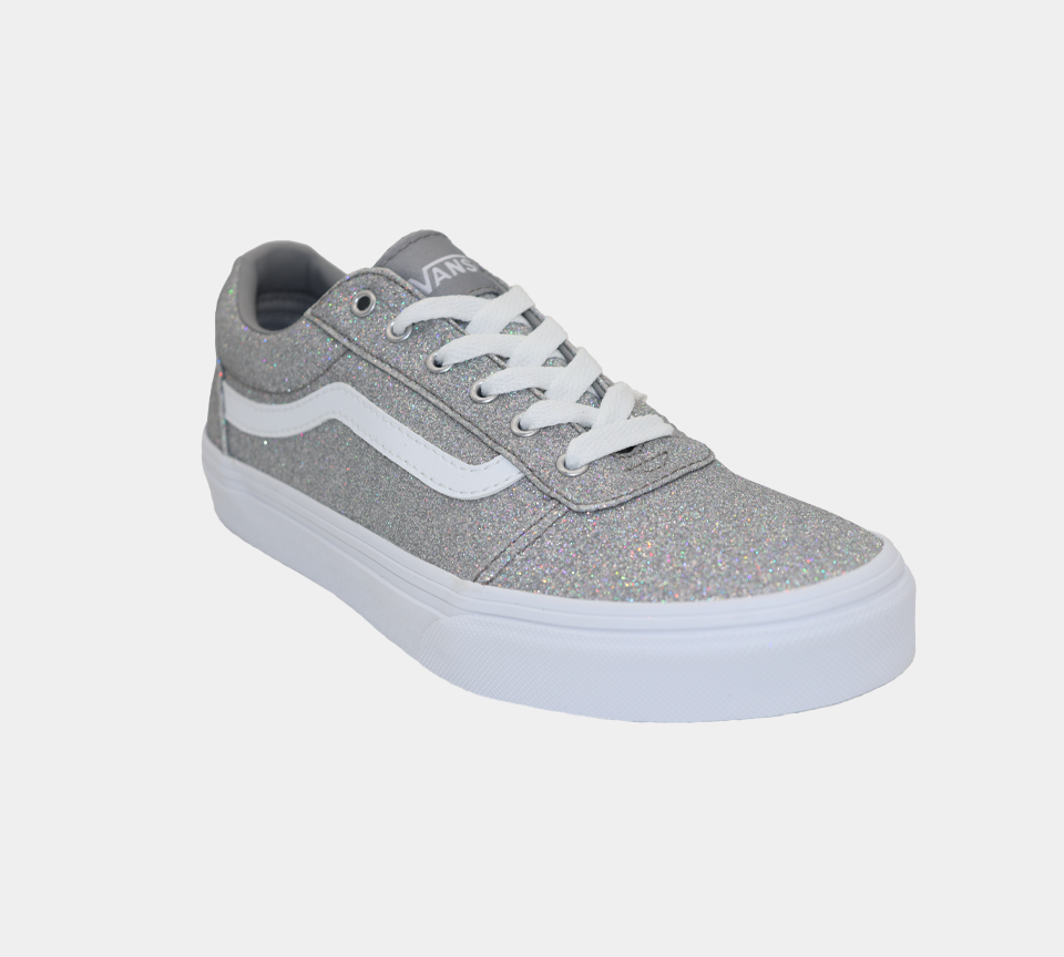 Vans Ward Party Glitter Kids Girls Shoes Silver/White UK 10-13/1-5