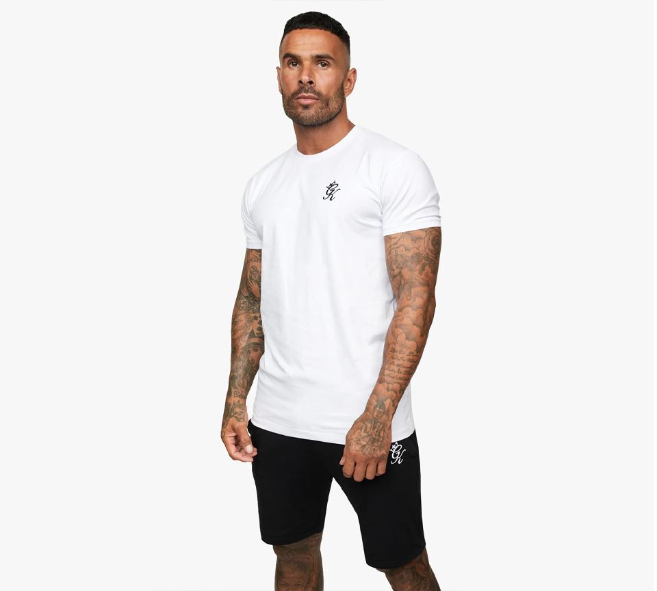 Gym King Fundamental T-Shirt Mens Casual Gym Jersey Tee Black and White UK XS-2XL