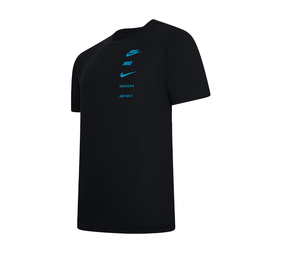 Nike Multi Logo Tee Mens White Grey Blue Short Sleeve Crew Neck T-Shirt UK S-2XL
